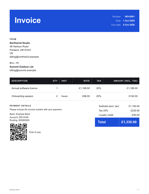 Bold invoice design