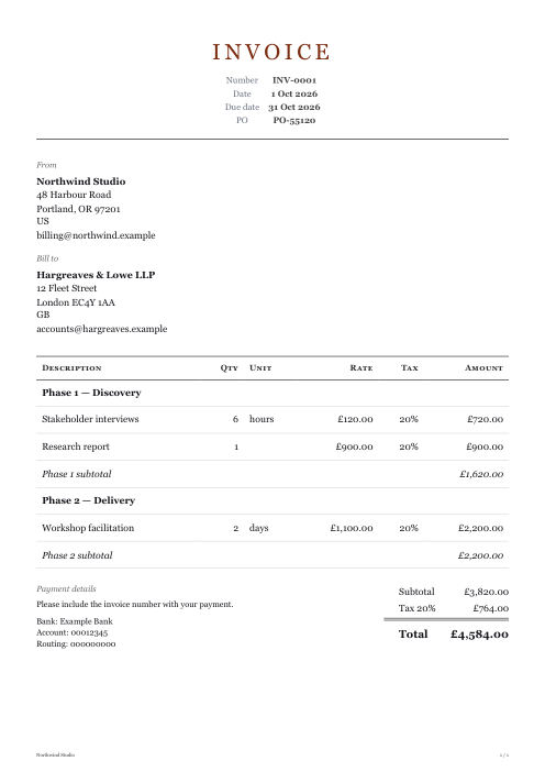 Classic invoice design