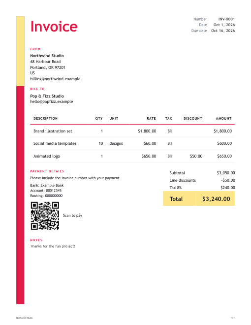 Creative invoice design