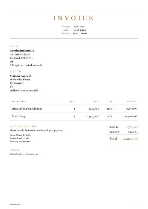 Elegant invoice design