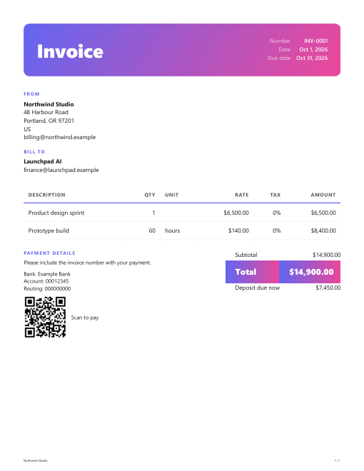 Gradient invoice design