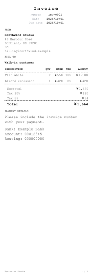 Receipt invoice design
